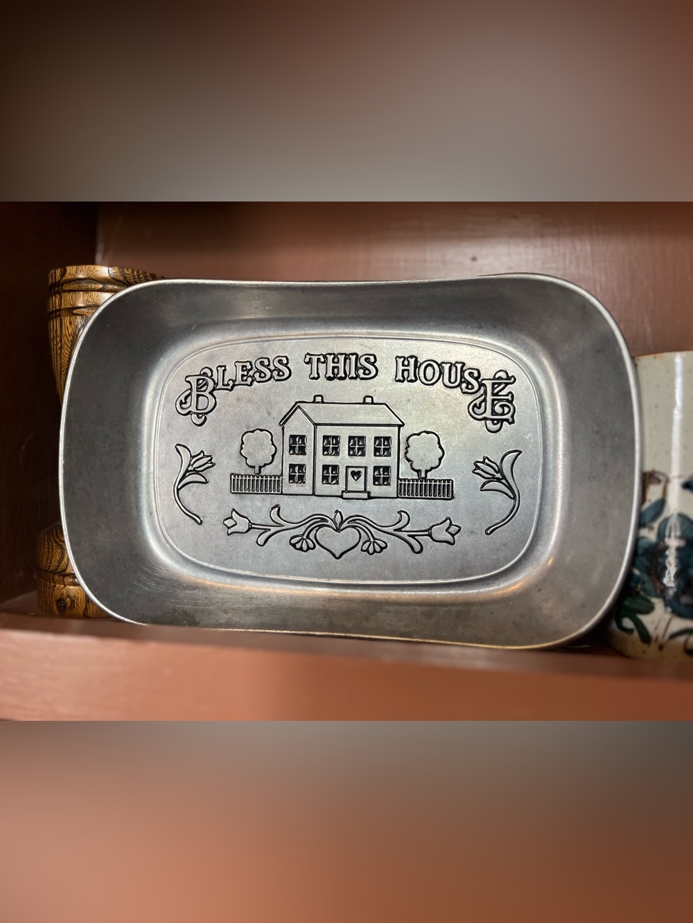 Wilton Armetale Pewter 'Bless This House' Trinket Tray - Silver